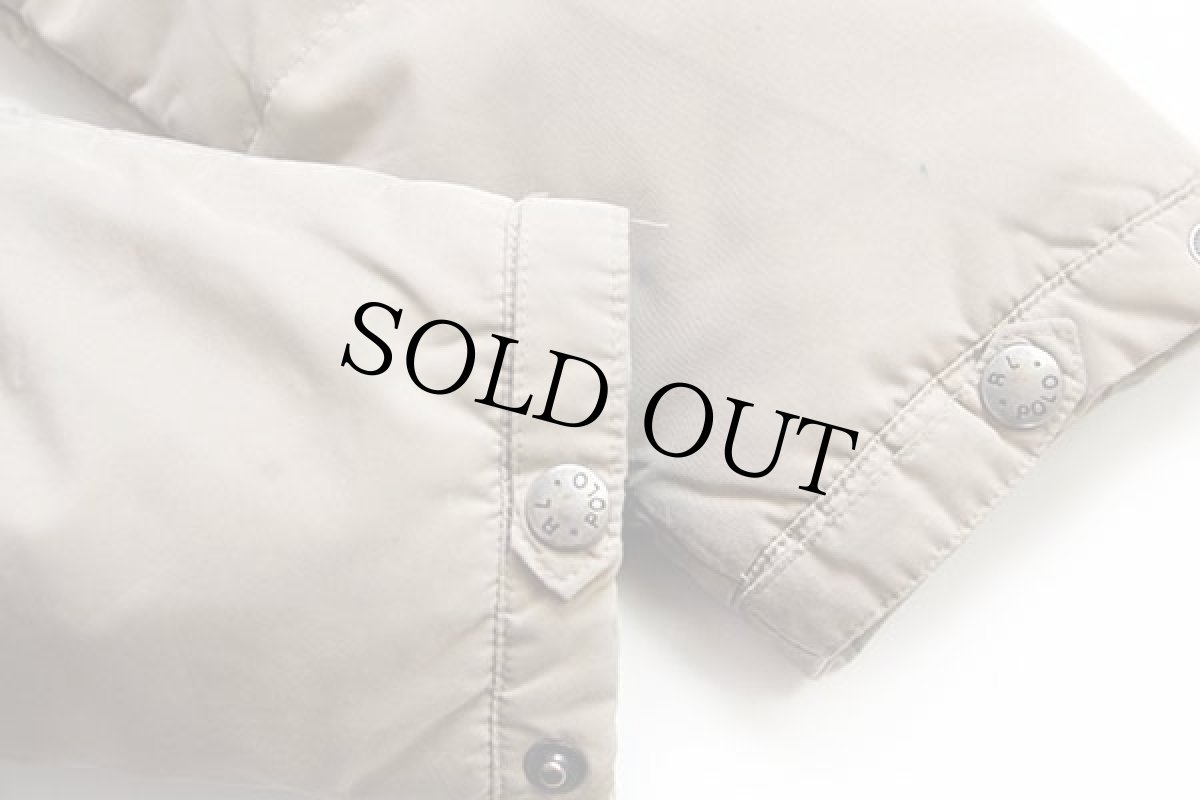 画像8: 90s ポロ ラルフローレン ワンポイント ナイロン ダウンジャケット ベージュ ボーイズL (8)