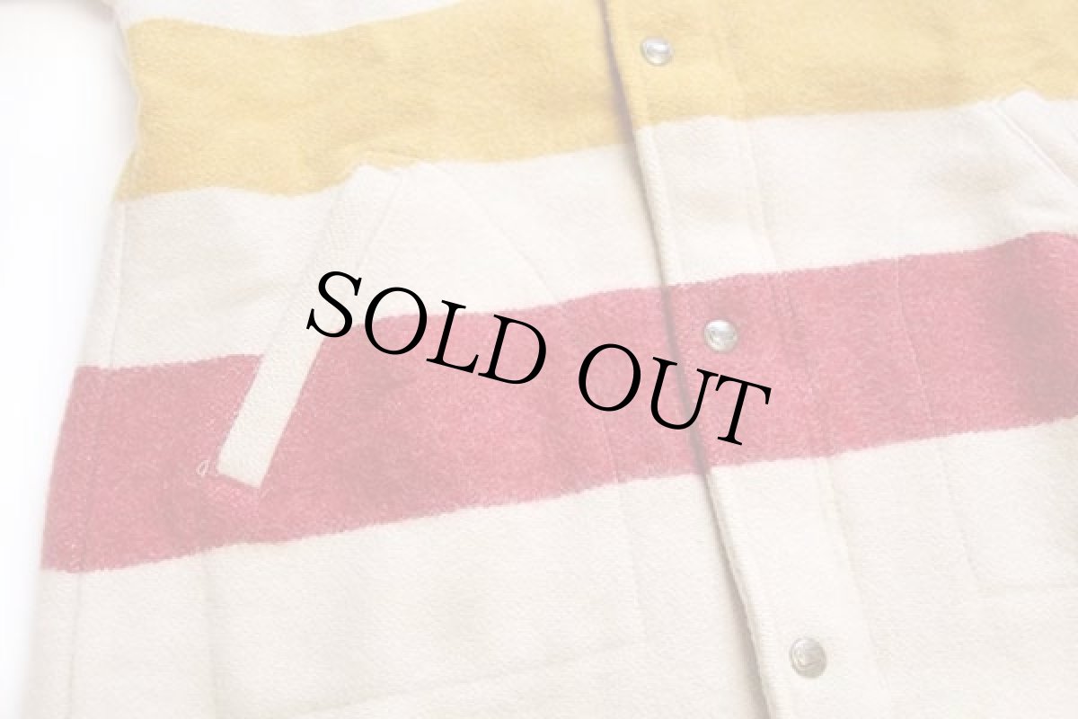 画像5: 70s USA製 Woolrichウールリッチ マルチボーダー フーデッド ウール ブランケット コート W-L★ハドソンズベイ (5)