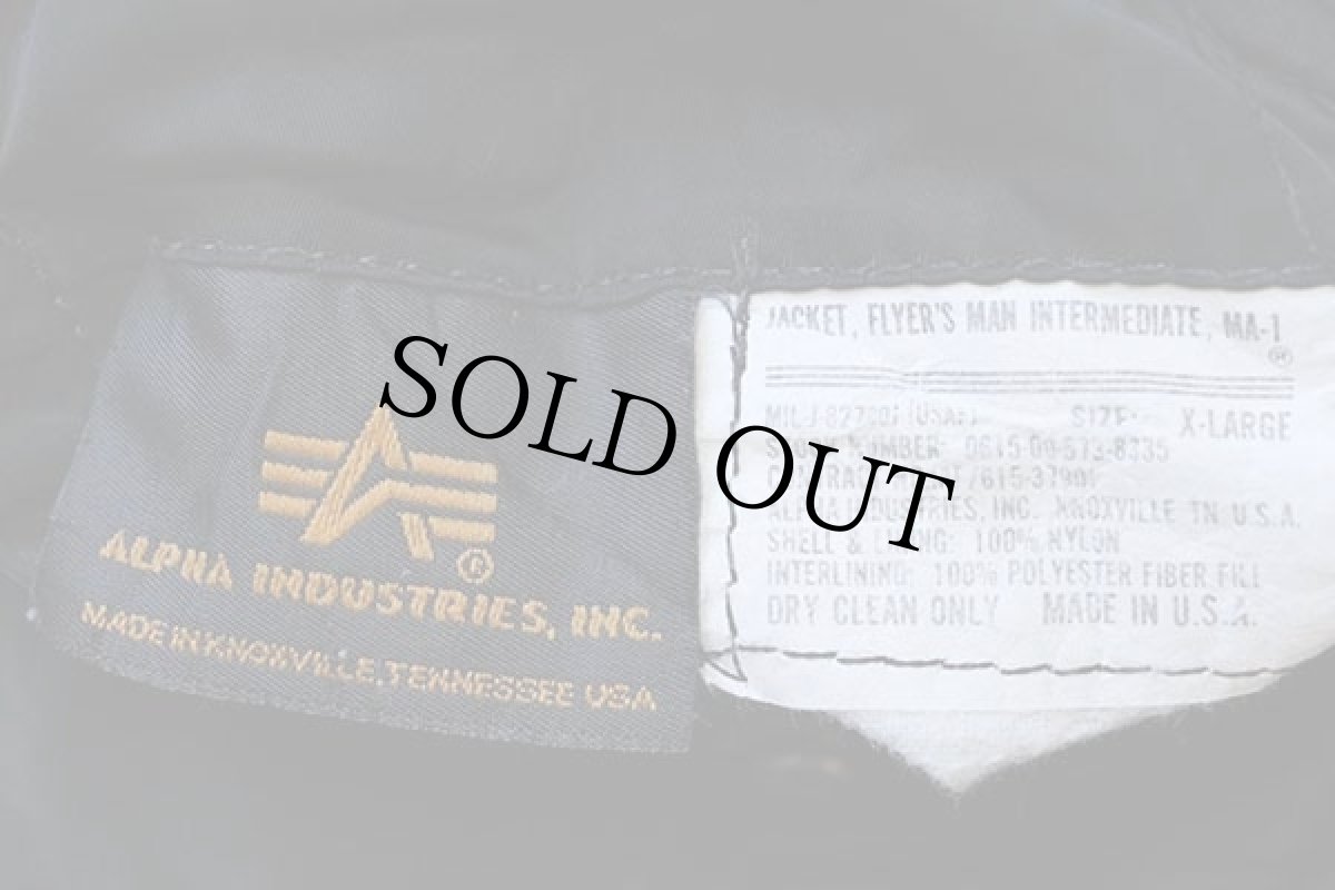 画像4: 90s USA製 ALPHAアルファ MA-1 フライトジャケット 黒 XL (4)