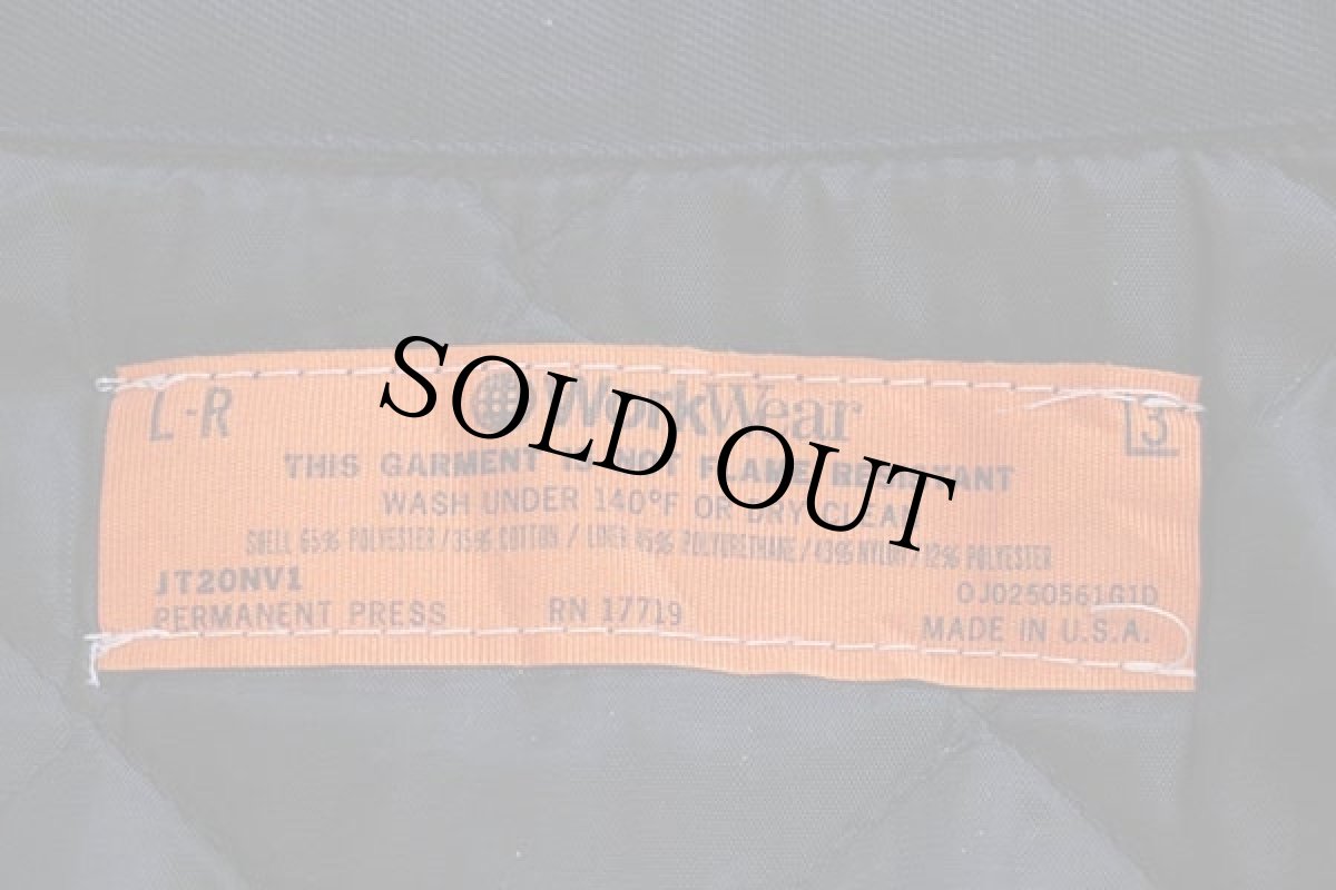 画像4: 80s USA製 WorkWear パッチ付き キルティングライナー ワークジャケット 紺 L-R (4)