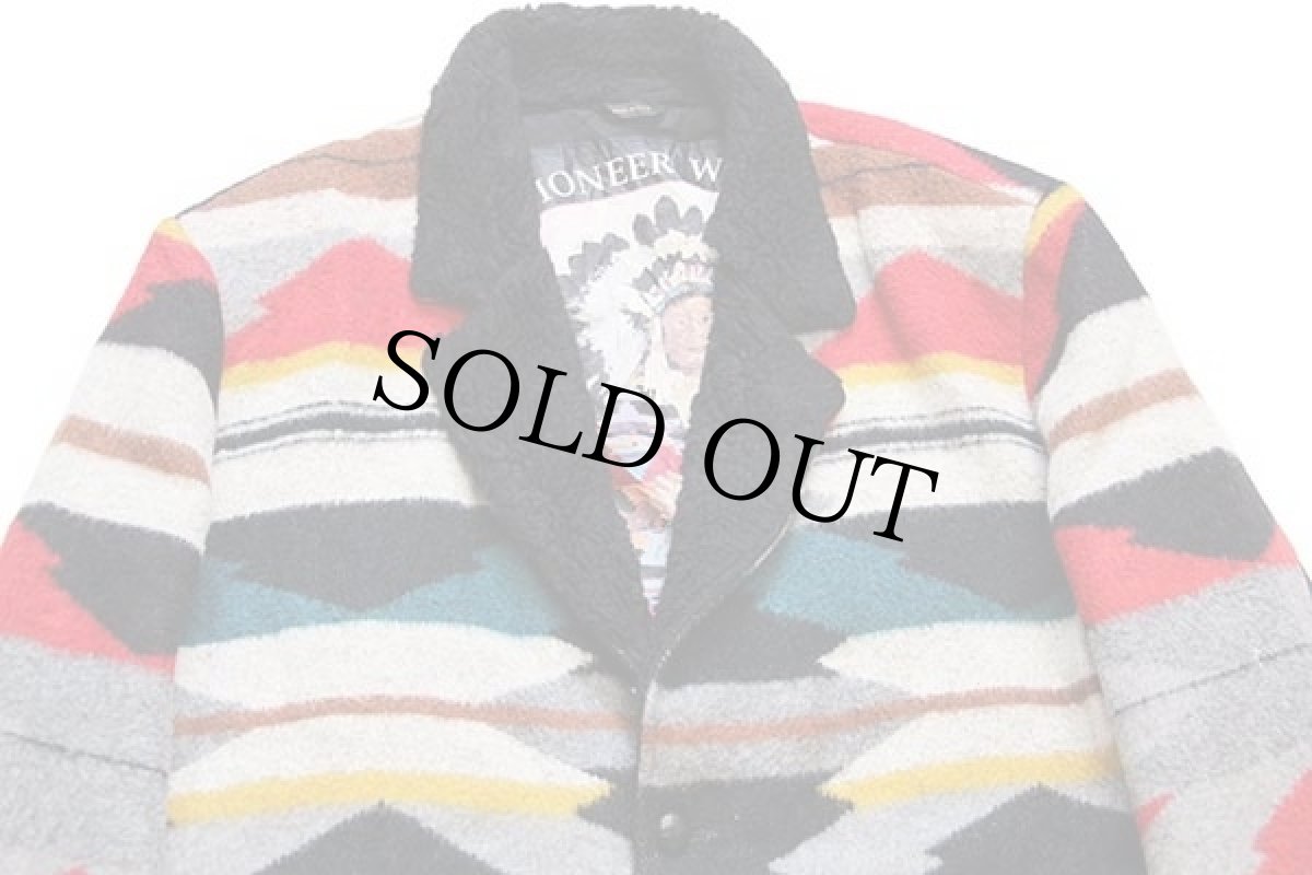 画像3: USA製 PIONEER WEAR ショールカラー ネイティブ柄 ウール混 ブランケット ジャケット L (3)