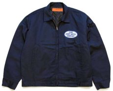 画像1: 80s USA製 WorkWear パッチ付き キルティングライナー ワークジャケット 紺 L-R (1)