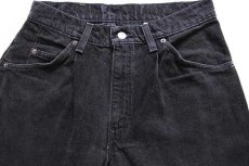 画像4: 90s USA製 Levi'sリーバイス 580 ワンタック ブラック デニムパンツ w30 L32 (4)