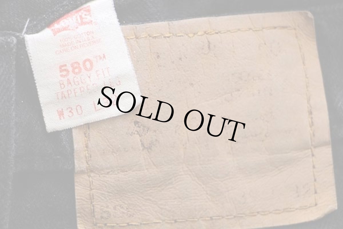 画像6: 90s USA製 Levi'sリーバイス 580 ワンタック ブラック デニムパンツ w30 L32 (6)