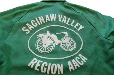 画像3: 70s USA製 Chalk Line SAGINAW VALLEY REGION AACA ボアライナー ナイロン コーチジャケット 緑 S (3)