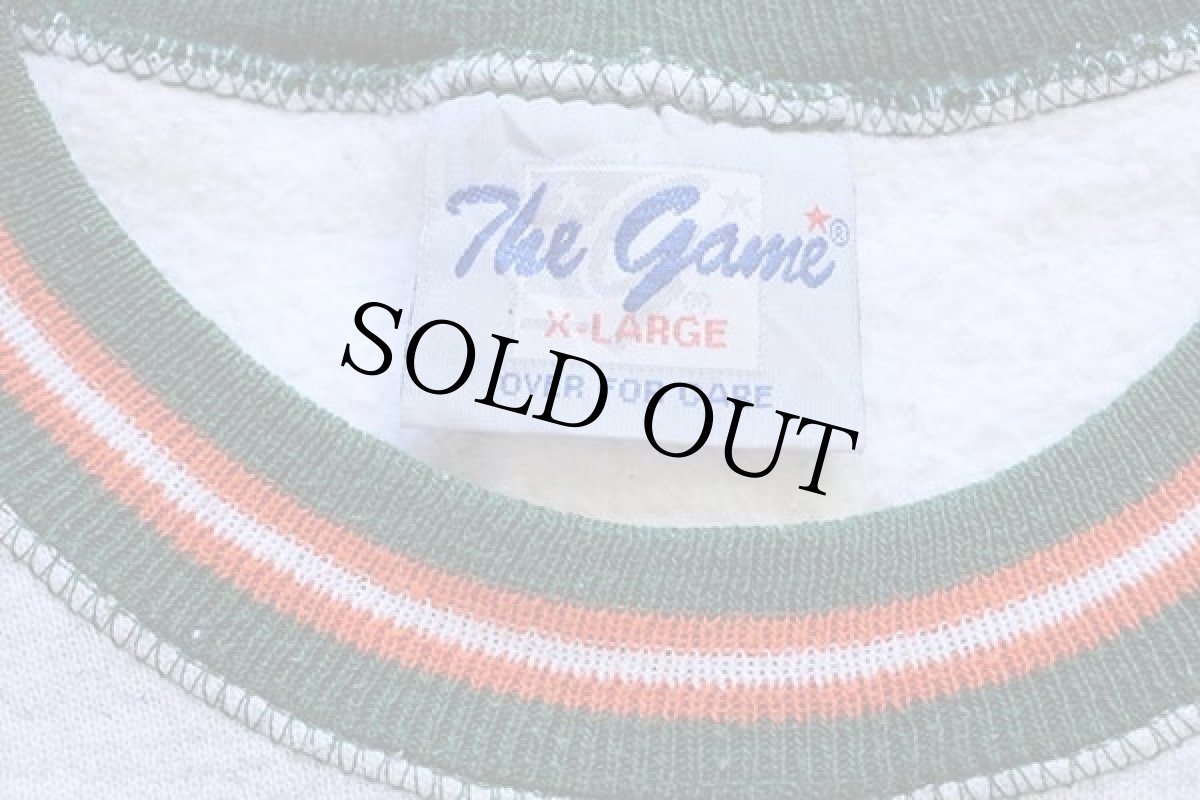 画像4: 90s MIAMI HURRICANS マスコット刺繍 リブライン スウェット 杢グレー XL (4)