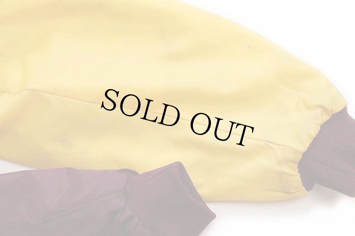 画像6: 90s Speedline SHOREMEN パッチ&刺繍 ツートン 切り替え キルティングライナー ナイロンスタジャン バーガンディ×黄 XL (6)