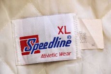 画像4: 90s Speedline SHOREMEN パッチ&刺繍 ツートン 切り替え キルティングライナー ナイロンスタジャン バーガンディ×黄 XL (4)