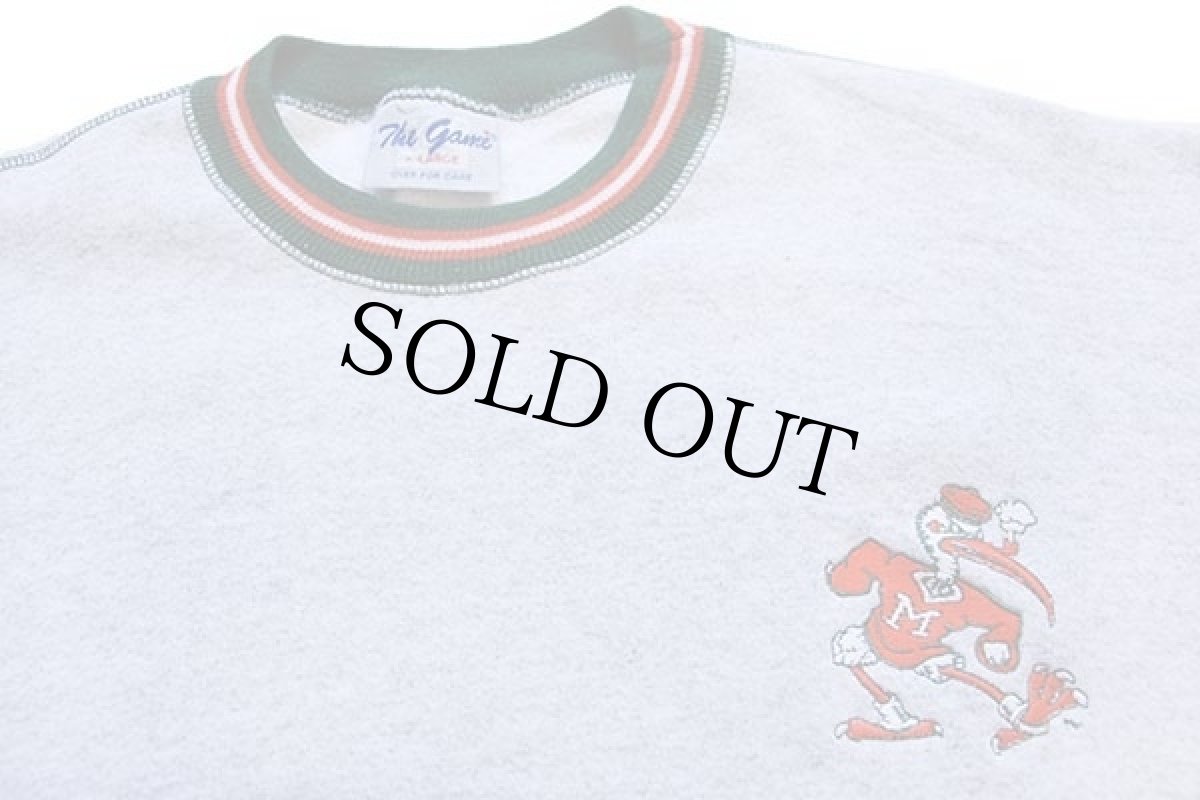 画像3: 90s MIAMI HURRICANS マスコット刺繍 リブライン スウェット 杢グレー XL (3)