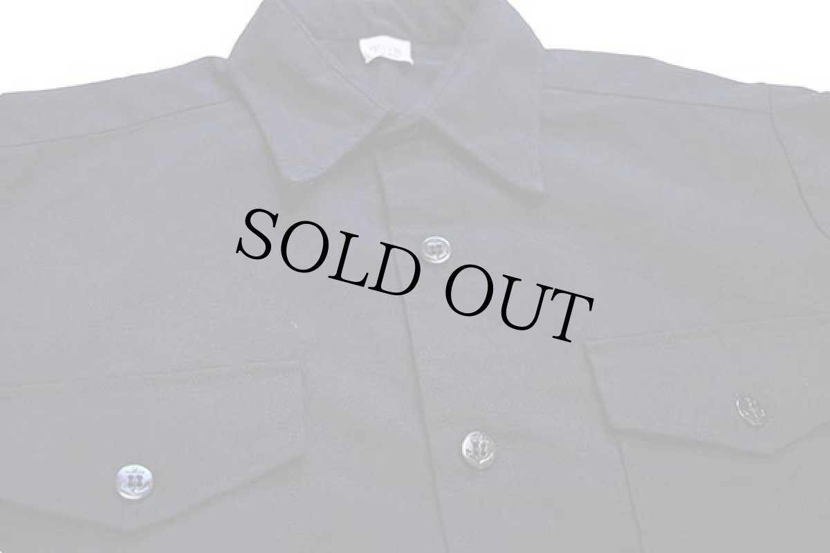 画像3: 80s 米軍 U.S.NAVY ウール混 ユーティリティシャツ 黒 15.5 (3)