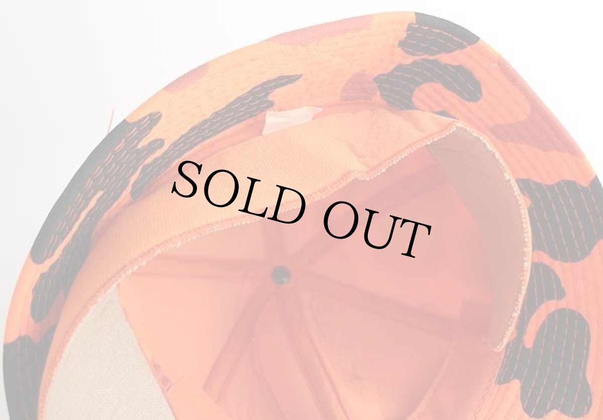 画像6: 80s オレンジカモ 耳当て付き ハンティングハット XL (6)