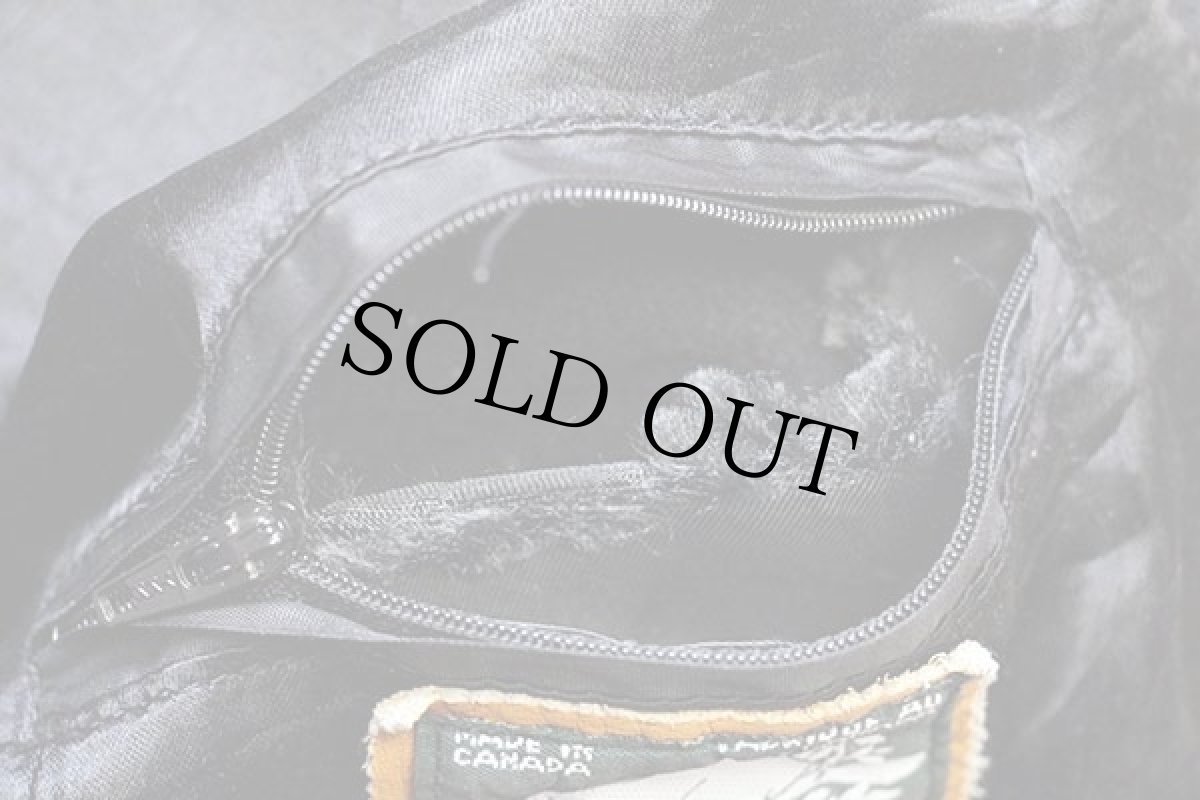 画像7: 90s カナダ製 Roots パッチ付き メルトン ウール 袖革スタジャン 黒×白 M (7)