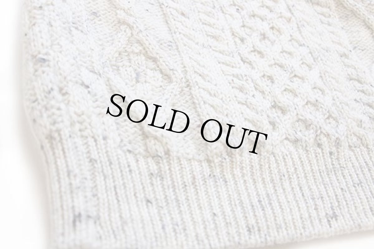 画像5: アイルランド製 aran crafts ケーブル編み ネップ入り ウールニット セーター ナチュラル S★フィッシャーマン (5)