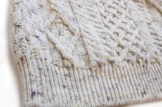 画像5: アイルランド製 aran crafts ケーブル編み ネップ入り ウールニット セーター ナチュラル S★フィッシャーマン (5)