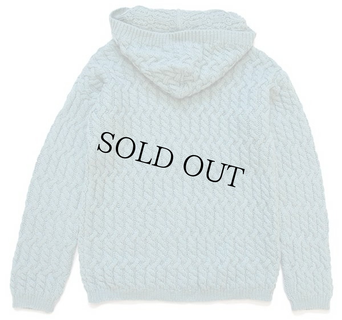 画像2: アイルランド製 aran crafts ケーブル編み メリノウールニット ジップパーカー 薄緑 M★フィッシャーマン (2)