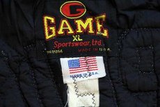 画像4: 90s USA製 GAME SPORTSWEAR パッチ付き キルティングライナー メルトン ウール 袖革スタジャン 赤×黒 XL (4)