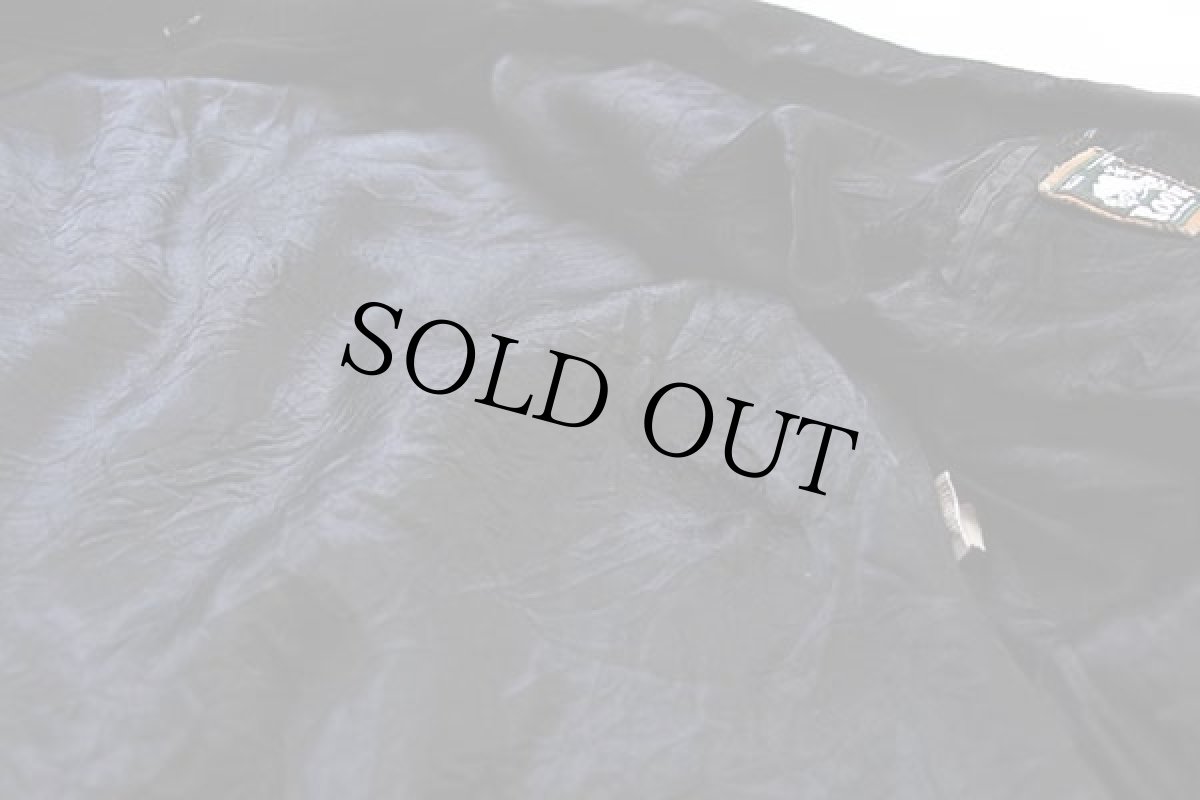 画像6: 90s カナダ製 Roots パッチ付き メルトン ウール 袖革スタジャン 黒×白 M (6)