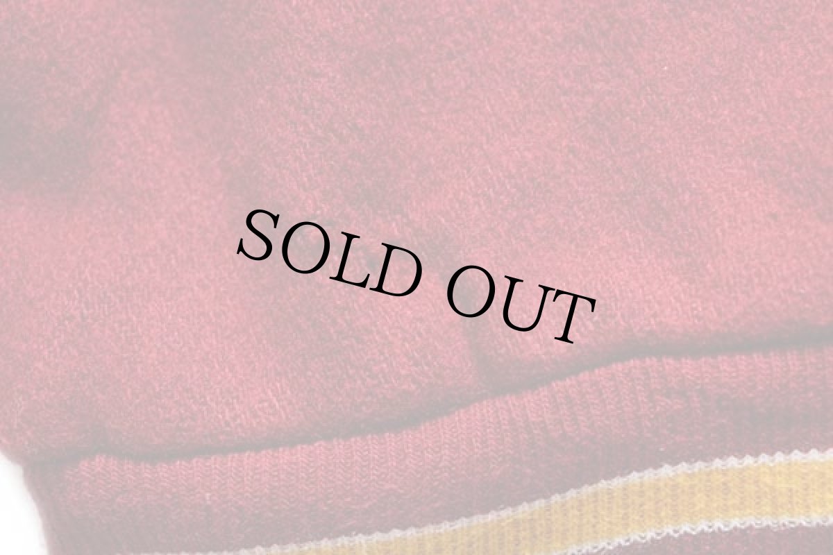 画像8: 90s USA製 gem SPORTSWEAR パッチ付き キルティングライナー メルトン ウール 袖革スタジャン 濃赤×山吹 XL (8)