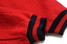 画像6: 90s USA製 KELLY'S CHRYSLER DODGEダッジ ロゴ刺繍 ツートン 切り替え メルトン ウール スタジャン 黒×赤 L (6)