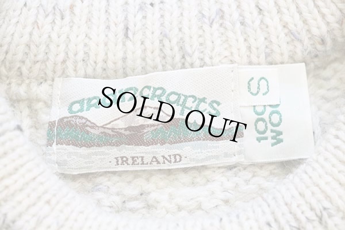 画像4: アイルランド製 aran crafts ケーブル編み ネップ入り ウールニット セーター ナチュラル S★フィッシャーマン (4)