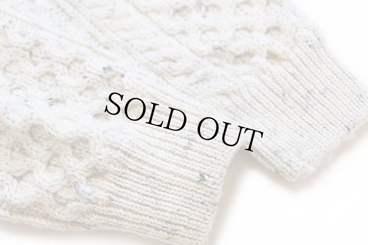 画像6: アイルランド製 aran crafts ケーブル編み ネップ入り ウールニット セーター ナチュラル S★フィッシャーマン (6)