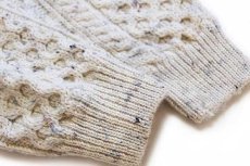 画像6: アイルランド製 aran crafts ケーブル編み ネップ入り ウールニット セーター ナチュラル S★フィッシャーマン (6)