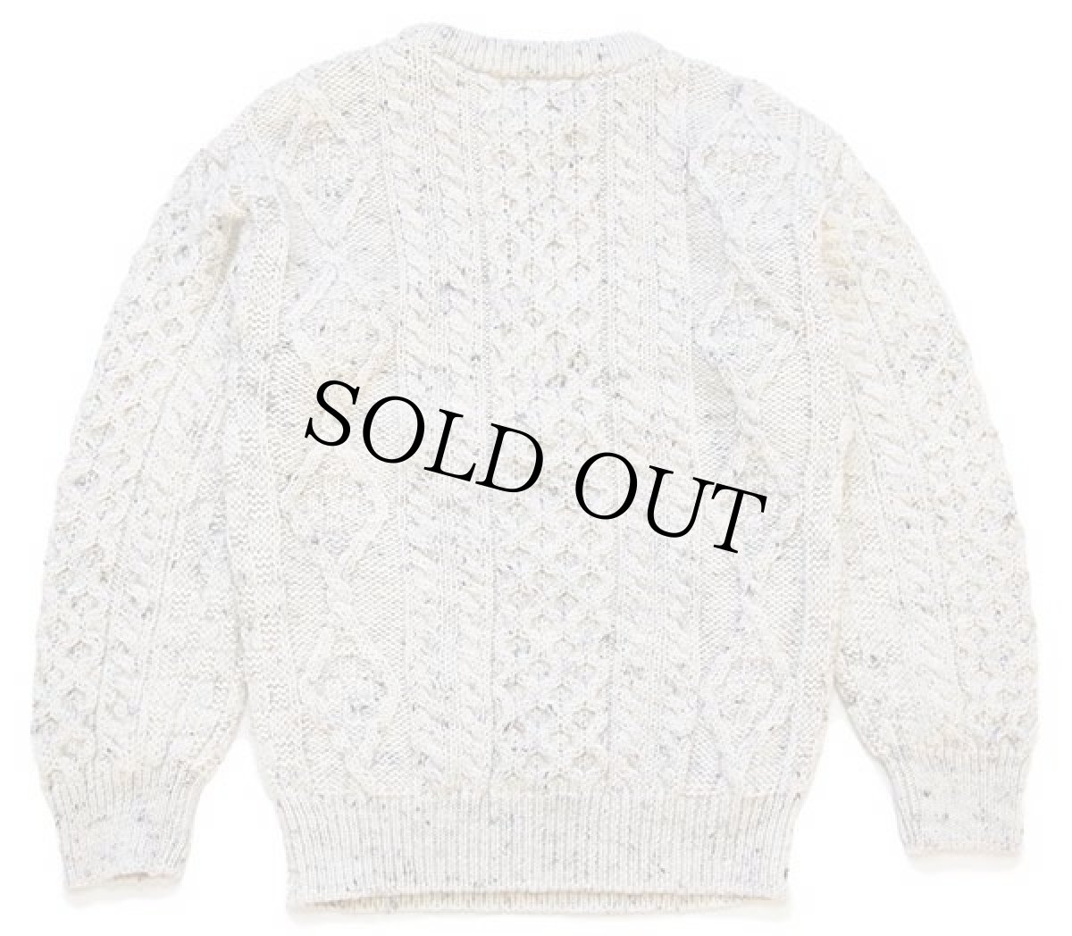 画像2: アイルランド製 aran crafts ケーブル編み ネップ入り ウールニット セーター ナチュラル S★フィッシャーマン (2)