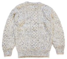 画像2: アイルランド製 aran crafts ケーブル編み ネップ入り ウールニット セーター ナチュラル S★フィッシャーマン (2)
