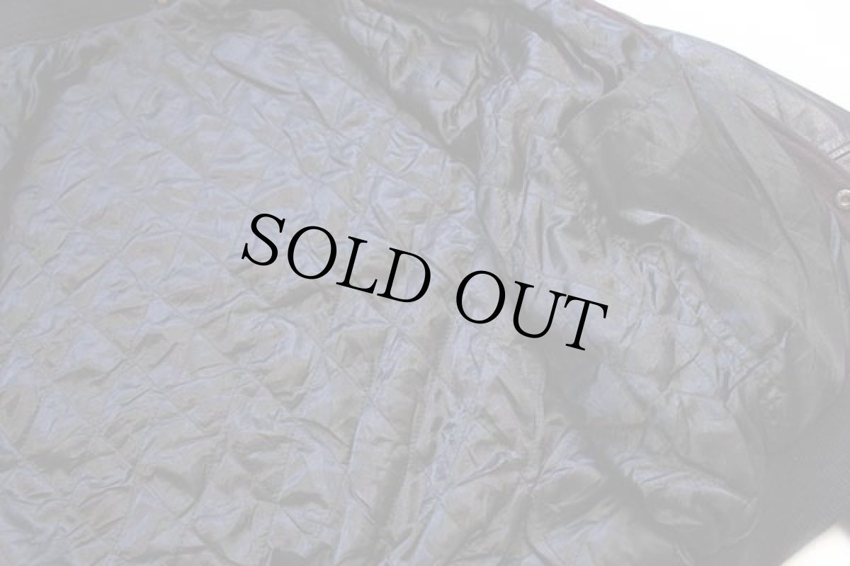 画像6: MANHEIM CENTRAL Barons アメフト 刺繍×レザーパッチ キルティングライナー メルトン ウール 袖革スタジャン バーガンディ×黒 XL (6)