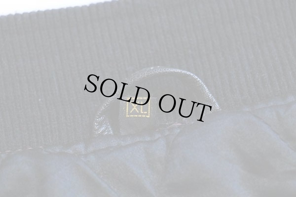 画像5: MANHEIM CENTRAL Barons アメフト 刺繍×レザーパッチ キルティングライナー メルトン ウール 袖革スタジャン バーガンディ×黒 XL (5)