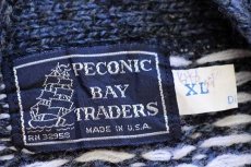 画像4: 80s USA製 PECONIC BAY TRADERS ノルディック柄 ウールニット カーディガン XL (4)