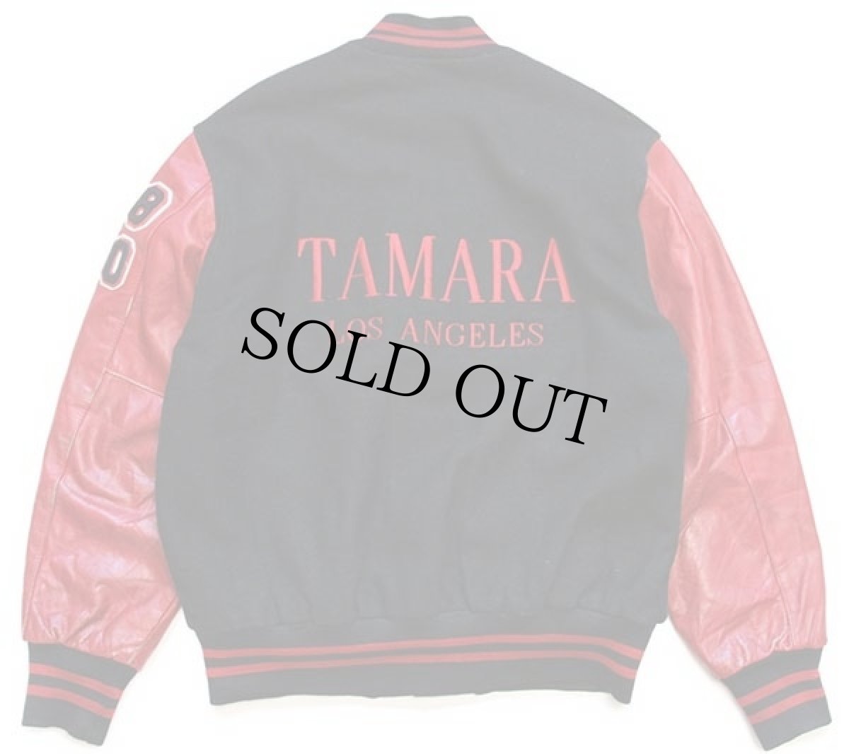 画像2: 80s USA製 Holloway 刺繍&パッチ付き キルティングライナー メルトン ウール 袖革スタジャン 黒×赤 XL (2)