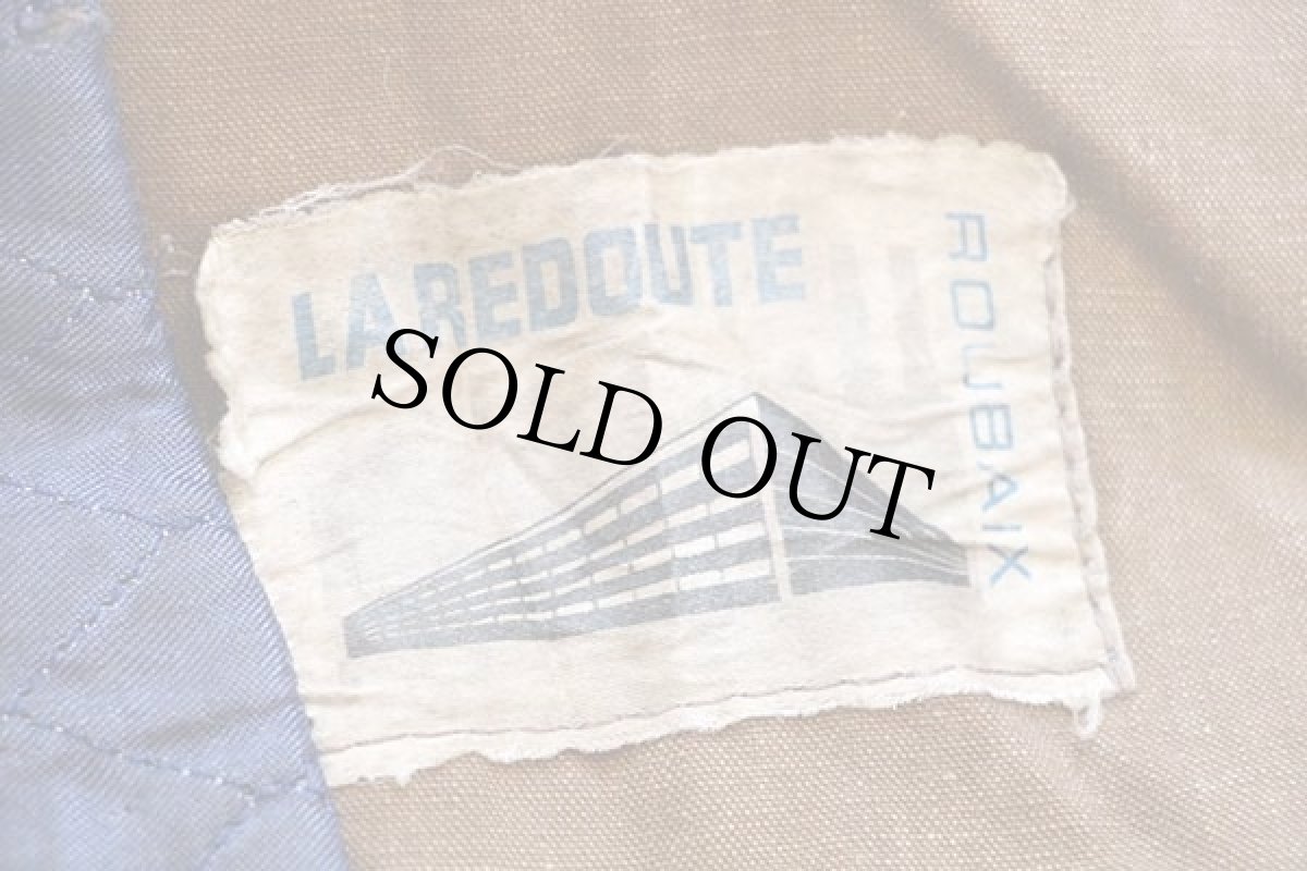 画像4: 40s LA REDOUTE ショールカラー ムートンライナー ダックコート ボロ 茶 (4)