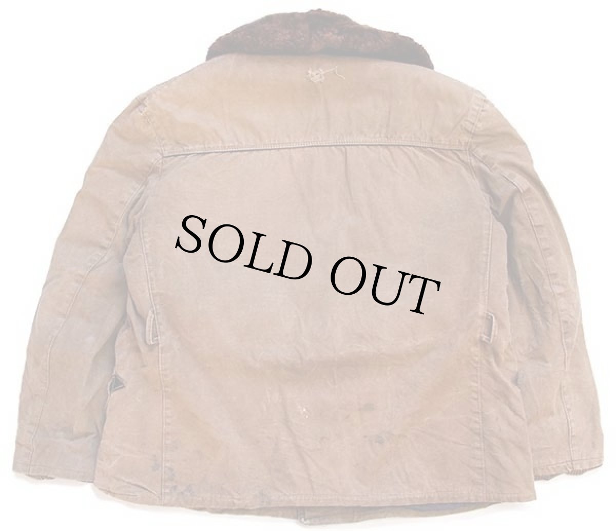 画像2: 40s LA REDOUTE ショールカラー ムートンライナー ダックコート ボロ 茶 (2)