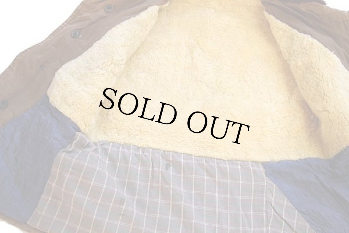 画像5: 40s LA REDOUTE ショールカラー ムートンライナー ダックコート ボロ 茶 (5)