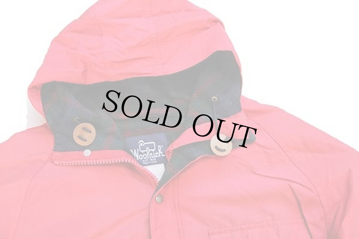 画像3: 80s USA製 Woolrichウールリッチ タータンチェック ウールライナー マウンテンパーカー 赤 XL (3)