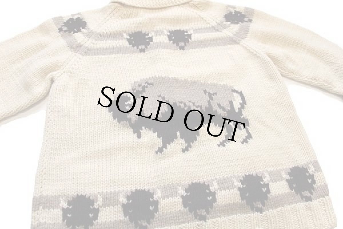 画像3: 60s バイソン柄 ウール カウチンセーター (3)