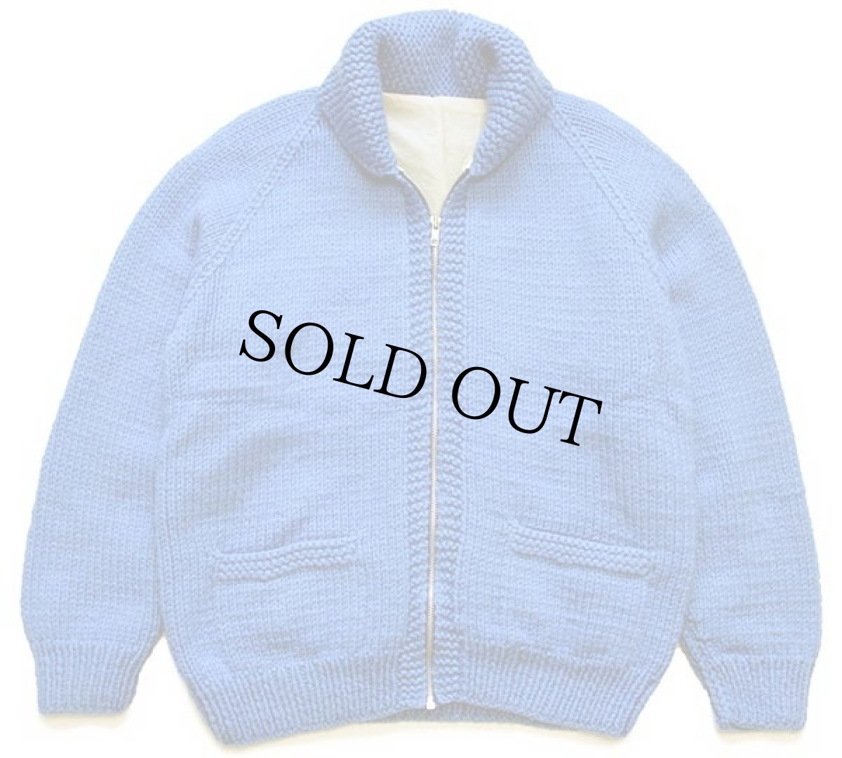 画像2: 80s シロクマ柄 カウチンセーター 青 (2)