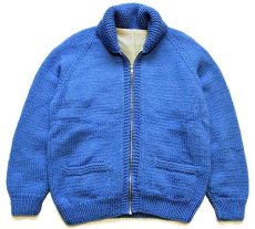 画像2: 80s シロクマ柄 カウチンセーター 青 (2)