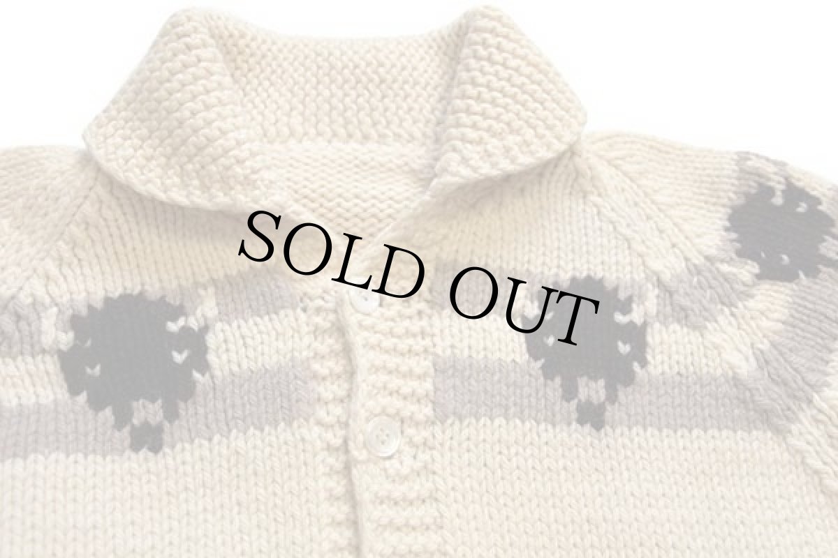 画像4: 60s バイソン柄 ウール カウチンセーター (4)