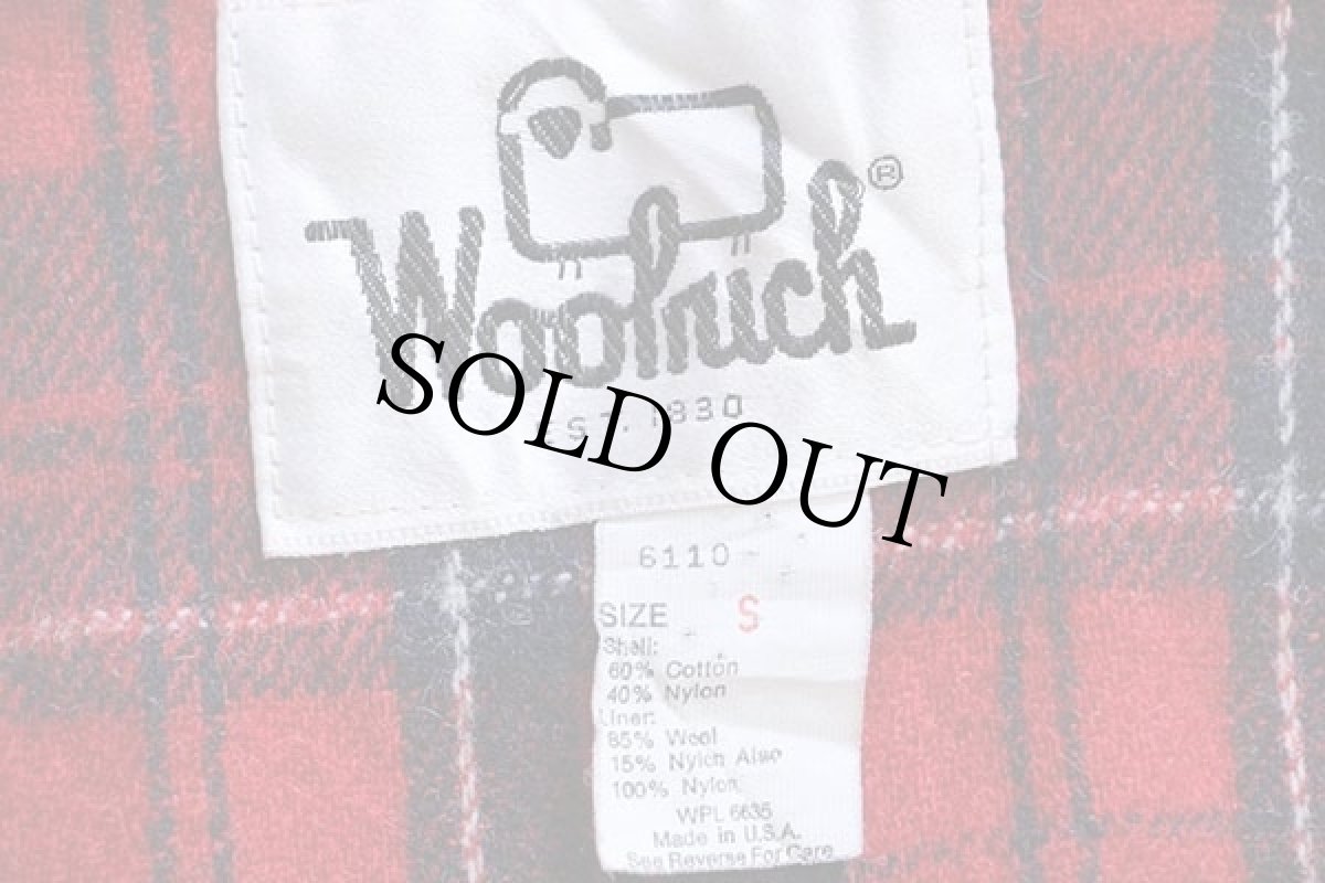 画像4: 80s USA製 Woolrichウールリッチ タータンチェック ウールライナー マウンテンパーカー 紺 S (4)