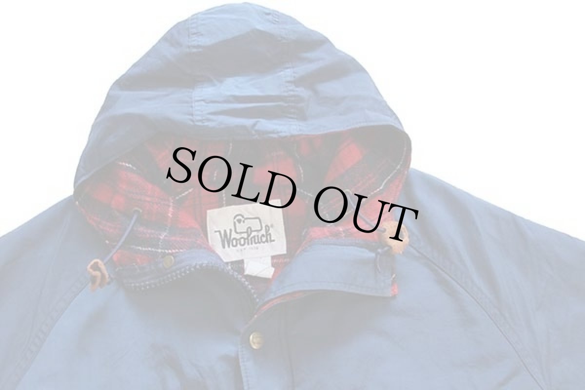 画像3: 80s USA製 Woolrichウールリッチ タータンチェック ウールライナー マウンテンパーカー 紺 S (3)