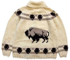 画像2: 60s バイソン柄 ウール カウチンセーター (2)