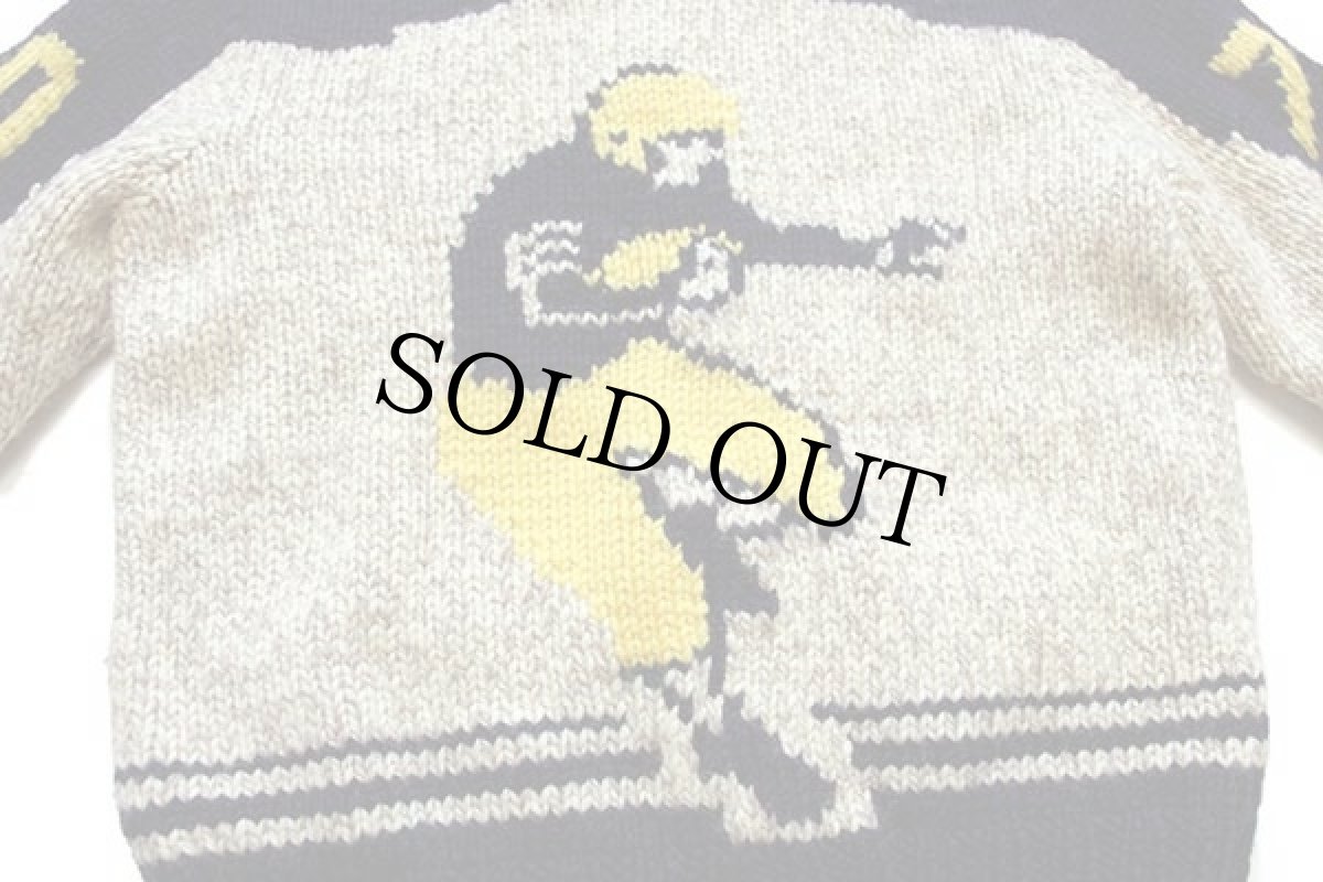 画像4: 60s アメフト柄 ウール カウチンセーター (4)