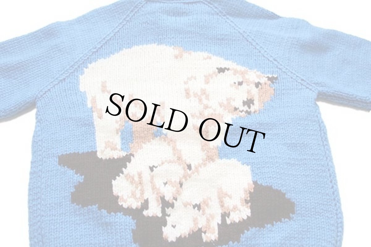 画像3: 80s シロクマ柄 カウチンセーター 青 (3)