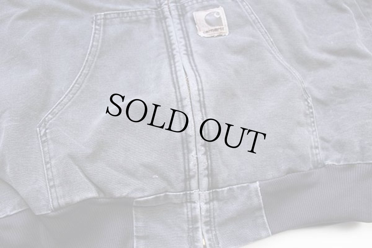 画像6: 00s メキシコ製 carharttカーハート パッチ付き キルティングライナー ダック地 アクティブジャケット パーカー グレー フェード L-R (6)