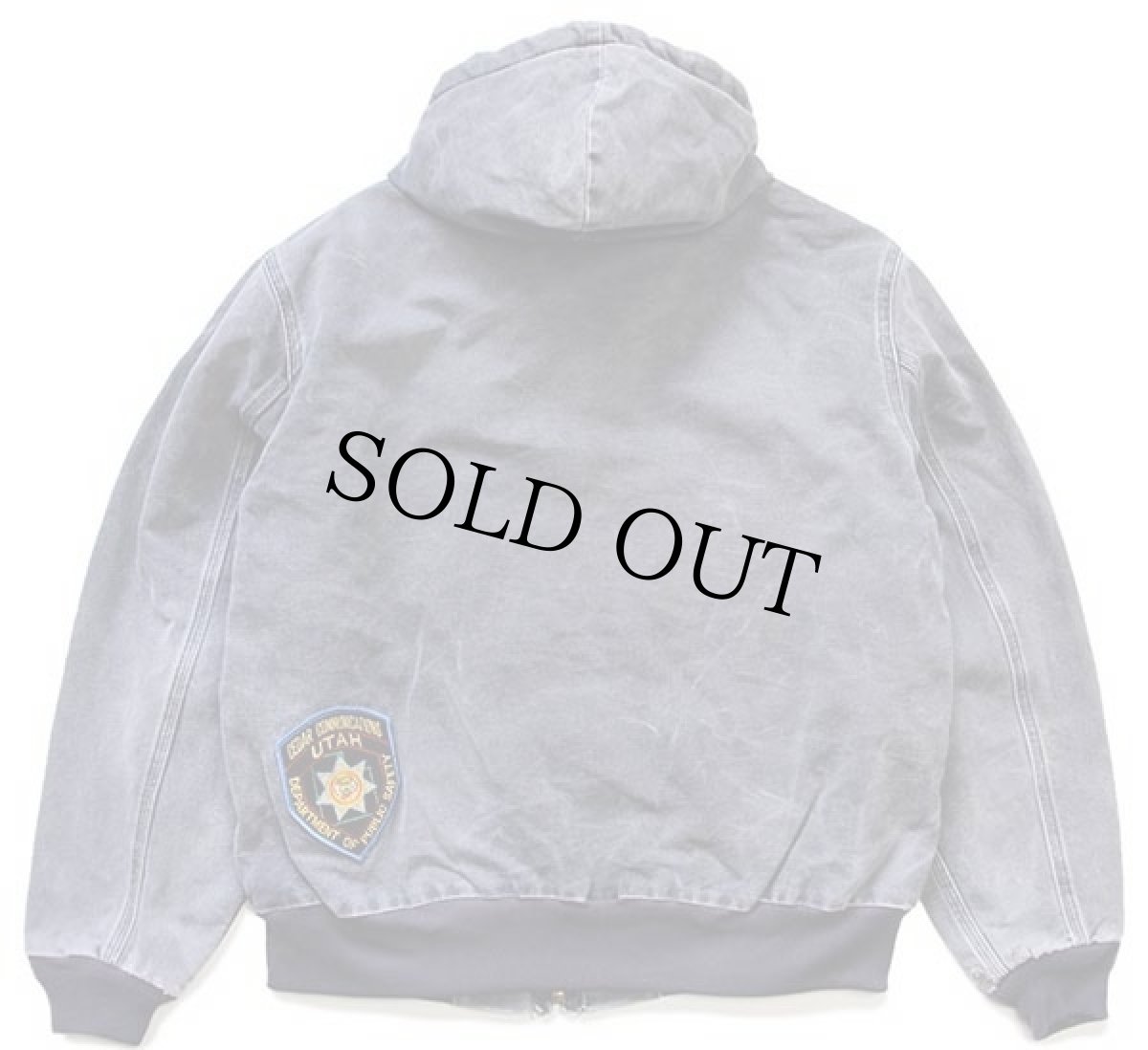 画像2: 00s メキシコ製 carharttカーハート パッチ付き キルティングライナー ダック地 アクティブジャケット パーカー グレー フェード L-R (2)