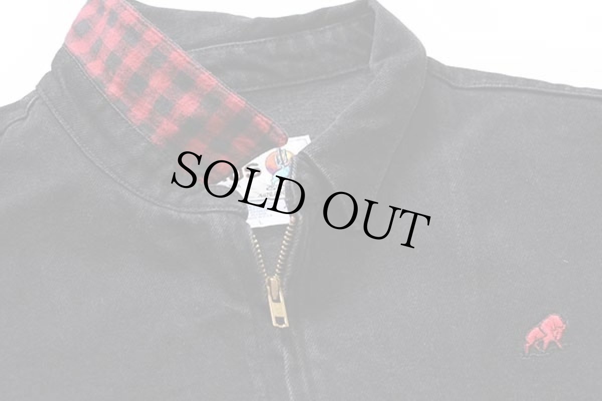 画像3: 90s USA製 IMUS ワンポイント ブラック デニムジャケット L (3)