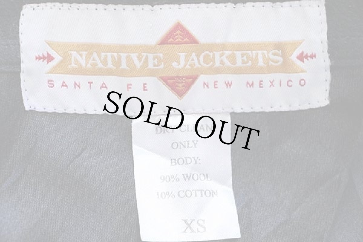 画像5: NATIVE JACKETS ネイティブ柄 スタンドカラー コンチョボタン リバーシブル ウール ブランケット コート XS (5)