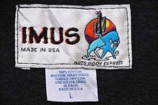 画像4: 90s USA製 IMUS ワンポイント ブラック デニムジャケット L (4)